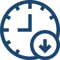 We ensure a smooth transition without interrupting your day-to-day operations. Clock with upward arrow icon representing successful system transformation
